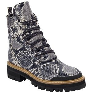 Marc Fisher Izzie 2 Embossed Snakeskin Combat Boot 6.5